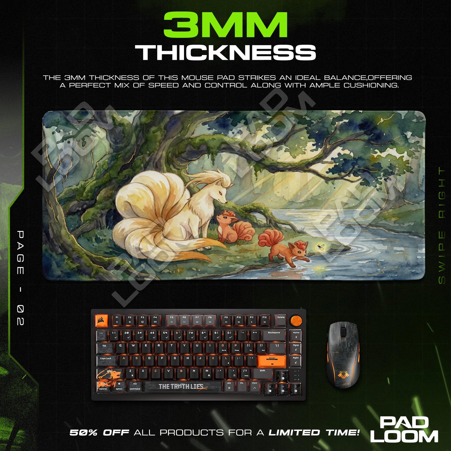Ninetales Forest Stream Mouse Pad - Pokemon Desk Mat