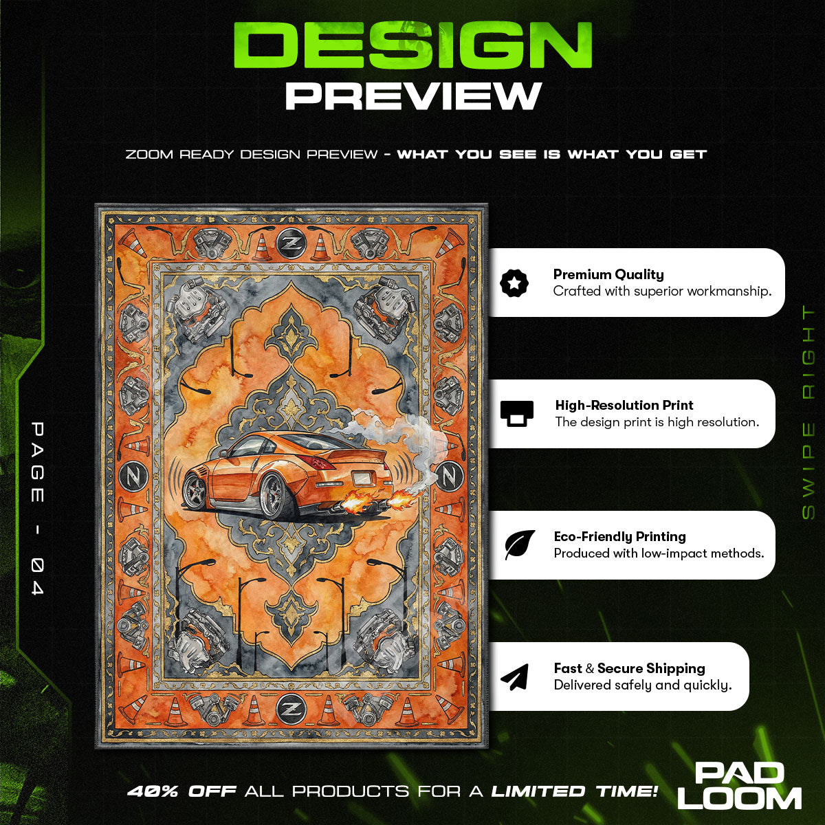 Floor character design printed on rug