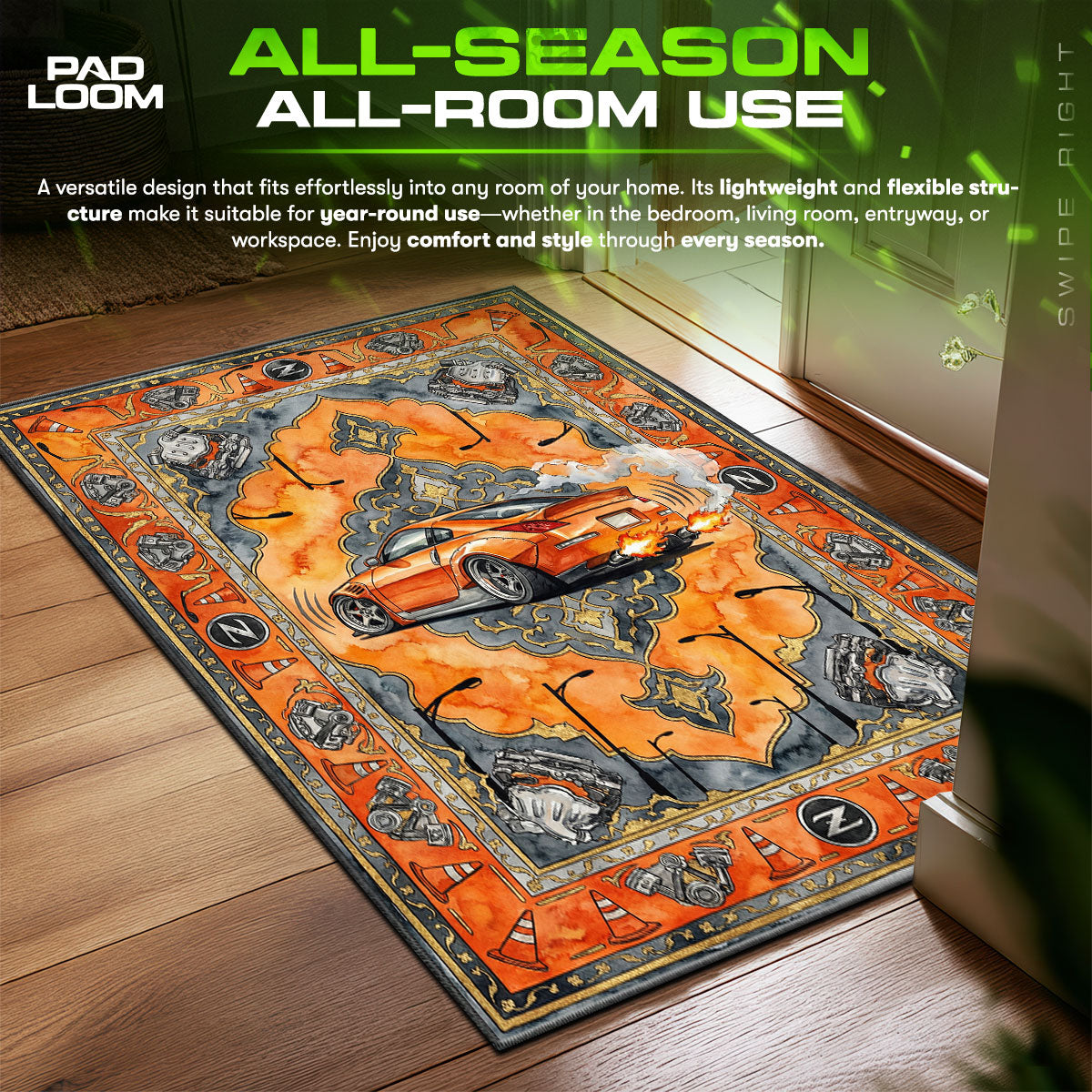 Nissan 350Z Drift JDM Floor fan rug — premium quality print
