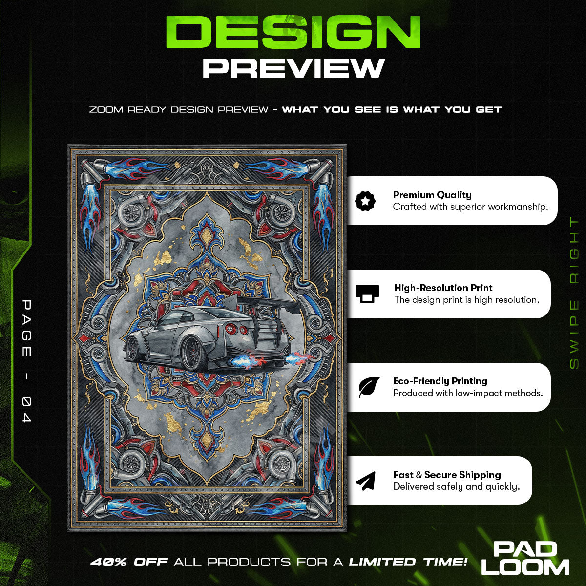 Floor character design printed on rug