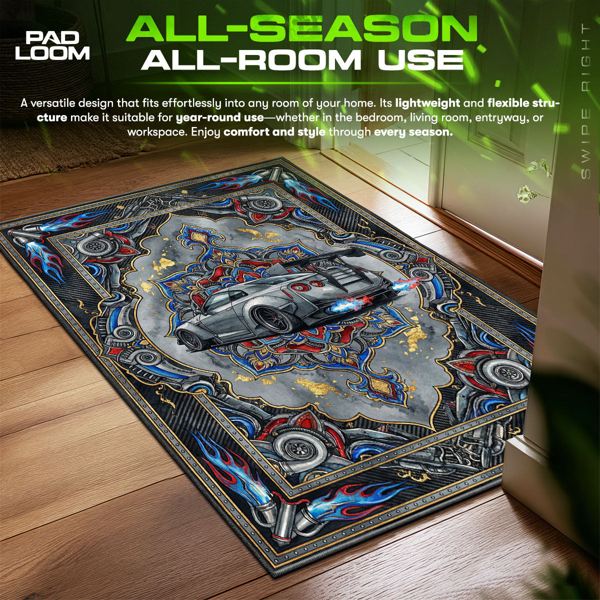 Nissan GTR Turbo JDM Floor fan rug — premium quality print