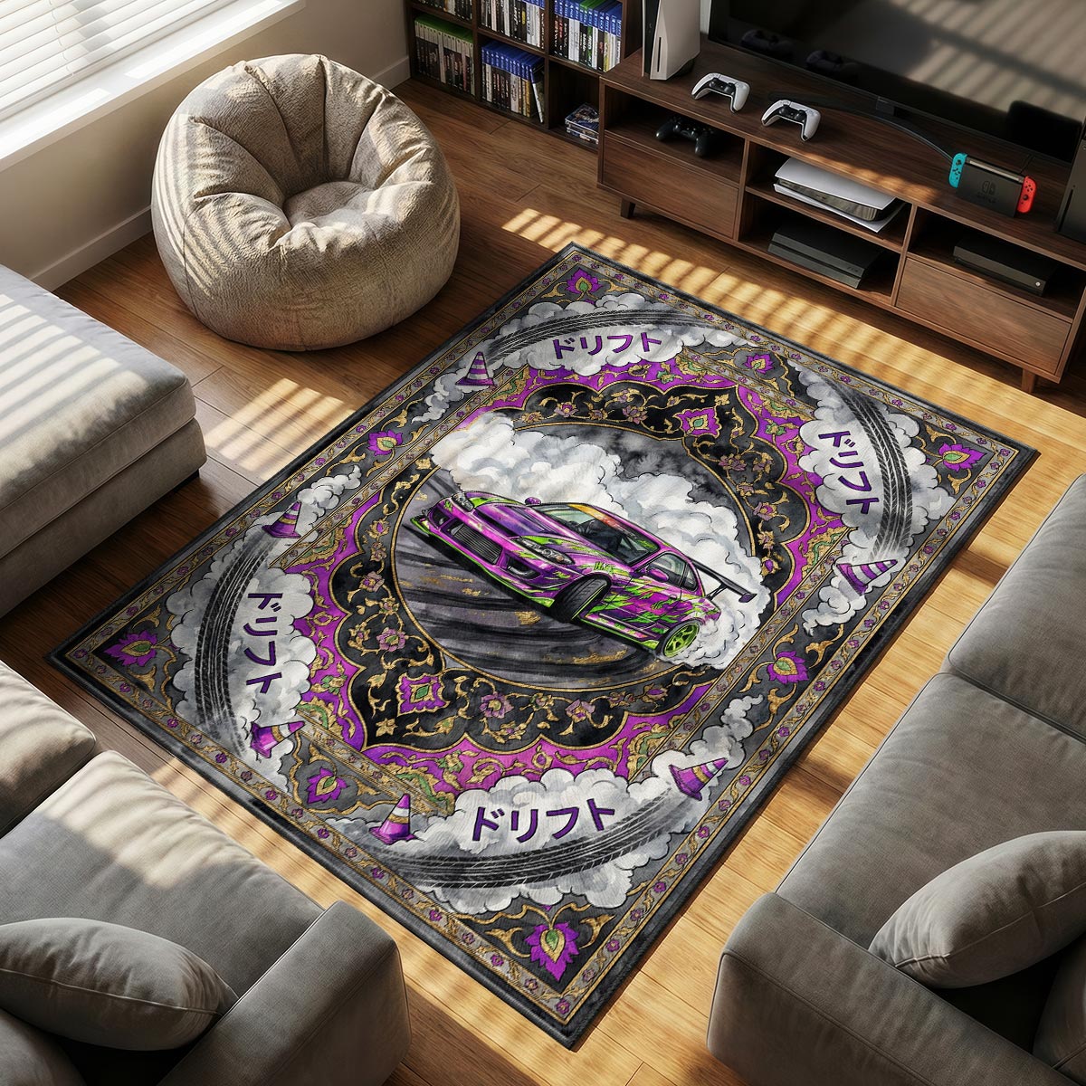 Nissan Silvia themed area rug for home decor fans