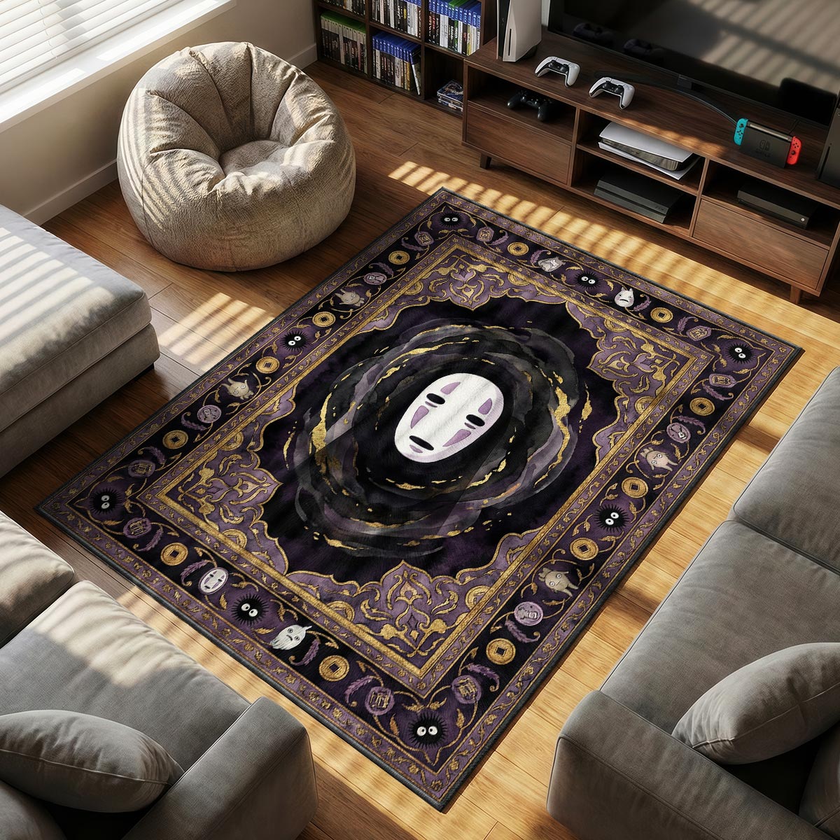 No Face themed area rug for home decor fans