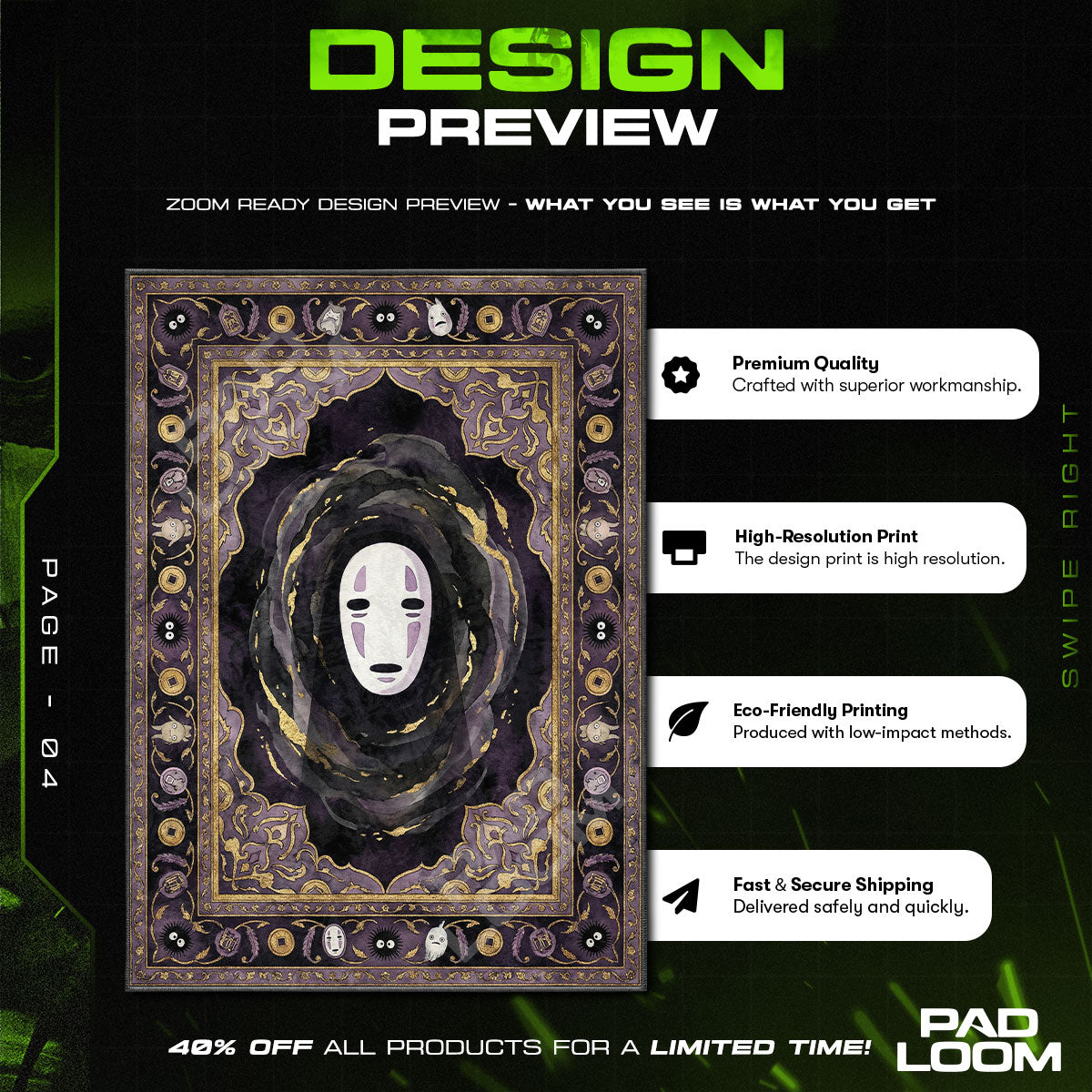 Room character design printed on rug