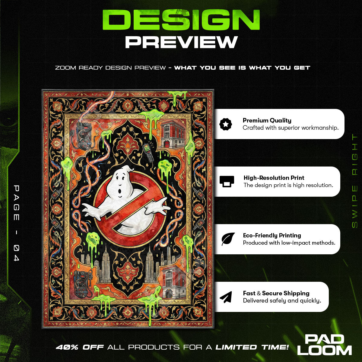 Room character design printed on rug