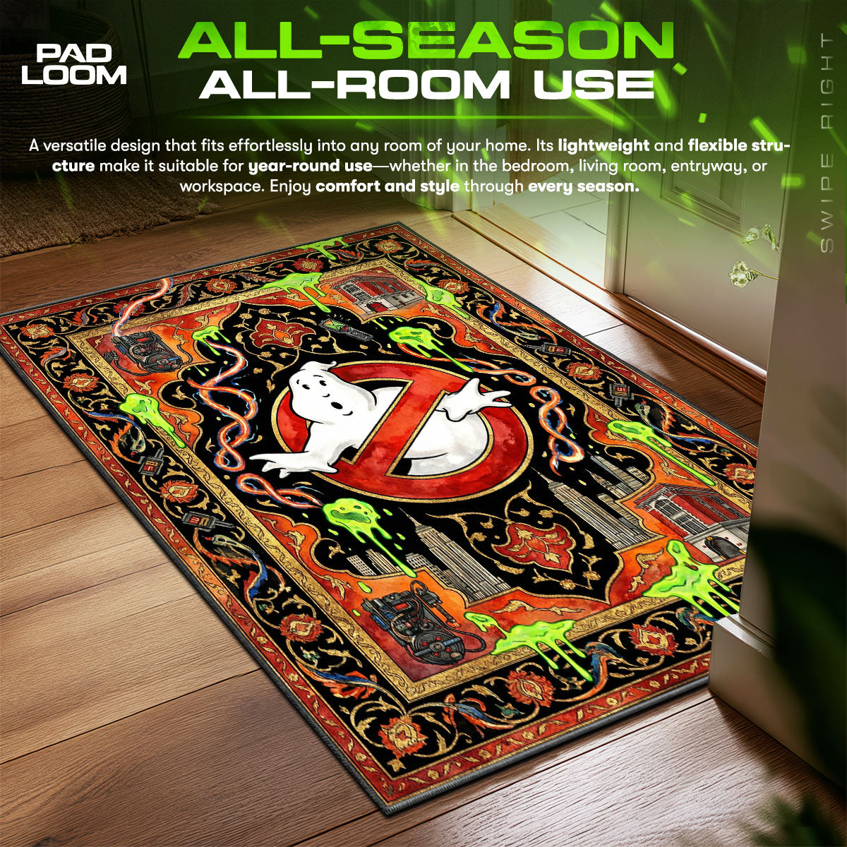 No Ghost Logo Ectoplasm Ghostbusters Room fan rug — premium quality print