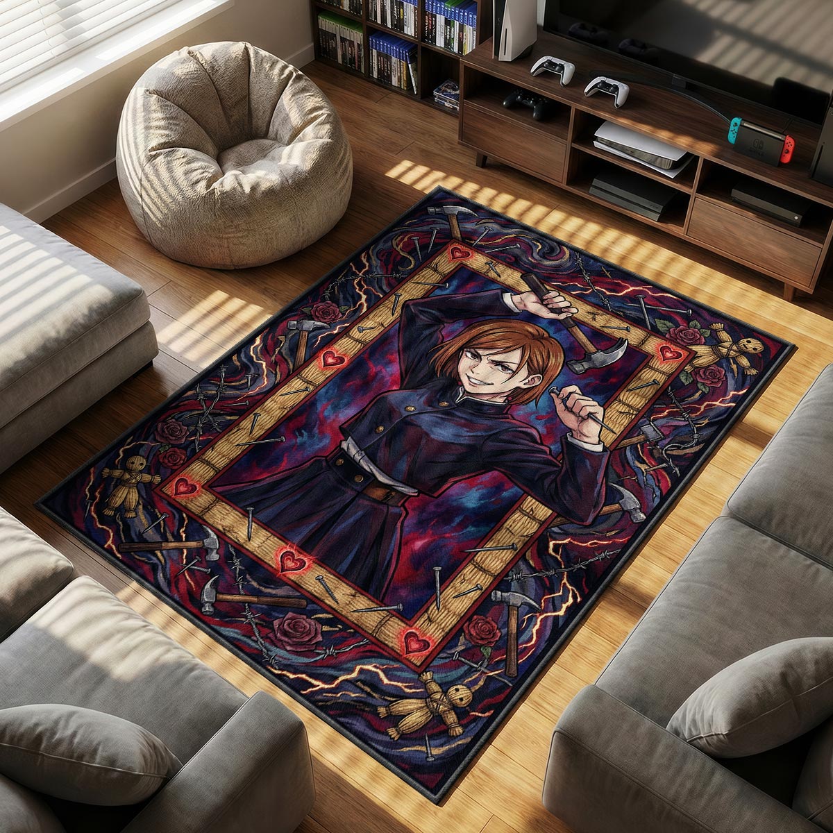 Nobara Kugisaki themed area rug for home decor fans
