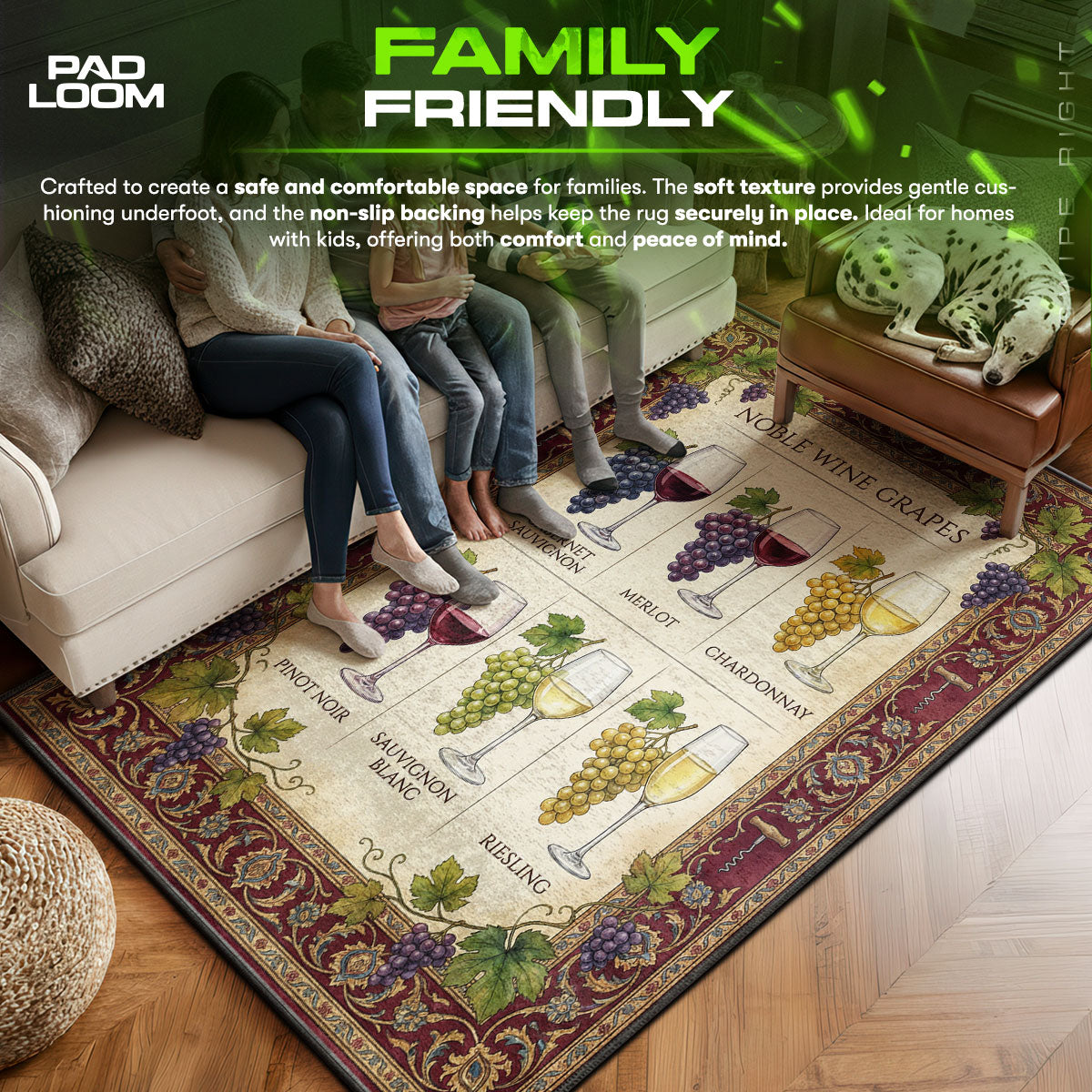 Floor character design printed on rug