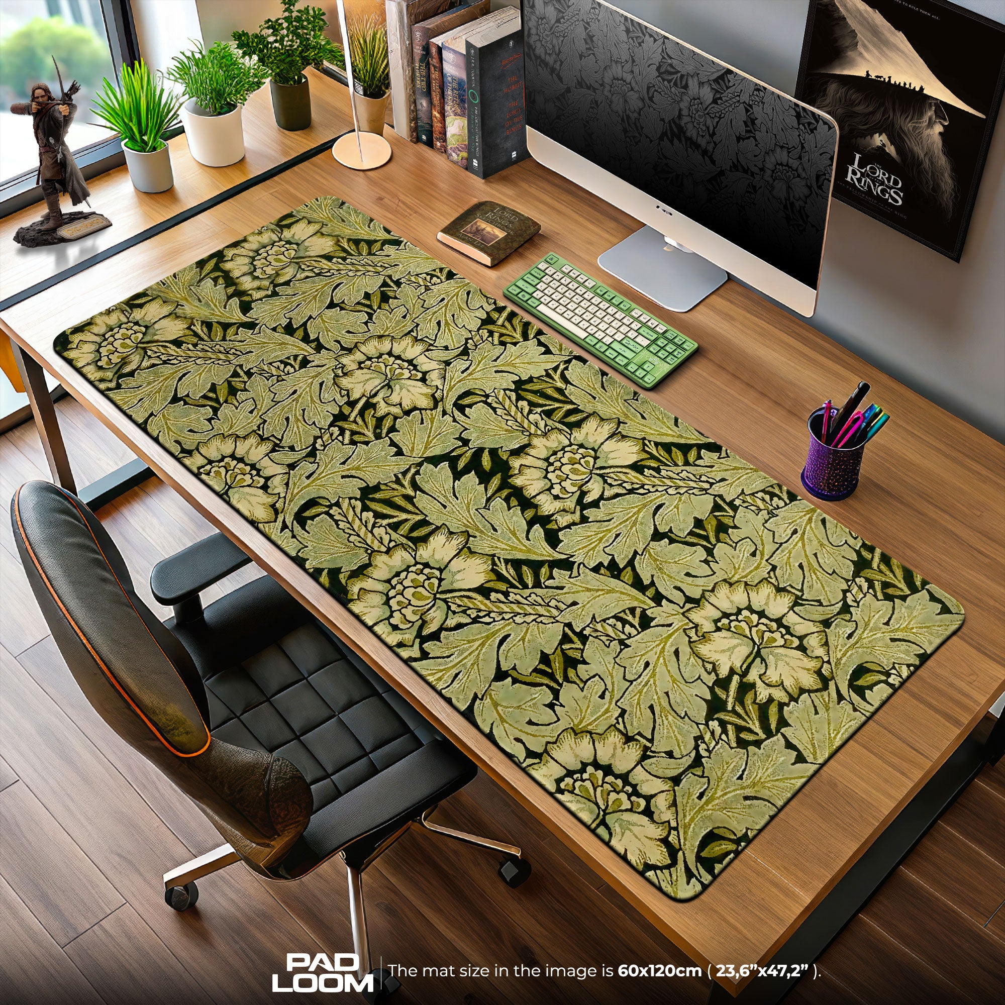 Nocturne Fern Mouse Pad, Gold Leaf Gaming Desk Mat