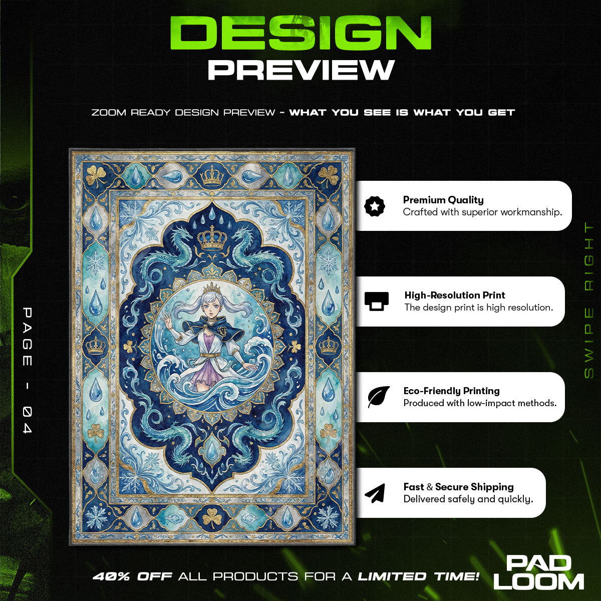 Noelle Valkyrie Armor Rug - Black Clover Chair Mat