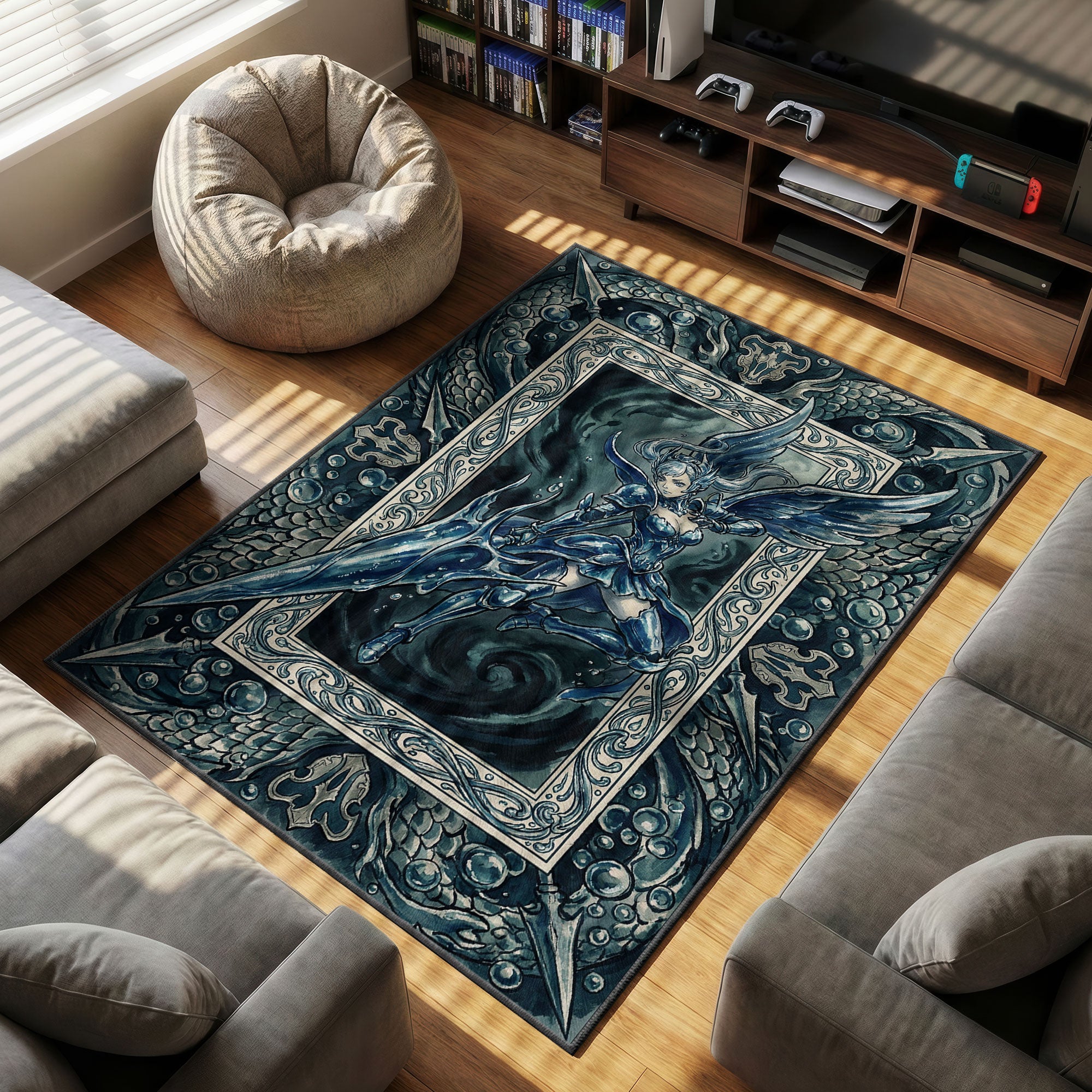 Noelle Valkyrie themed area rug for home decor fans