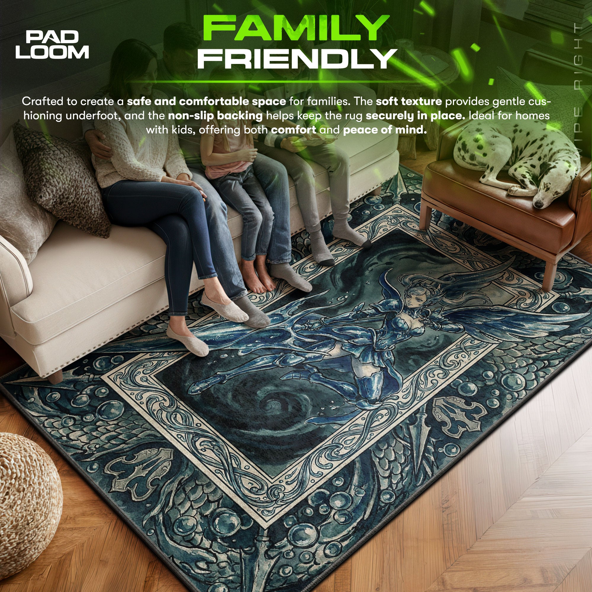 Noelle area rug showing full home decor artwork