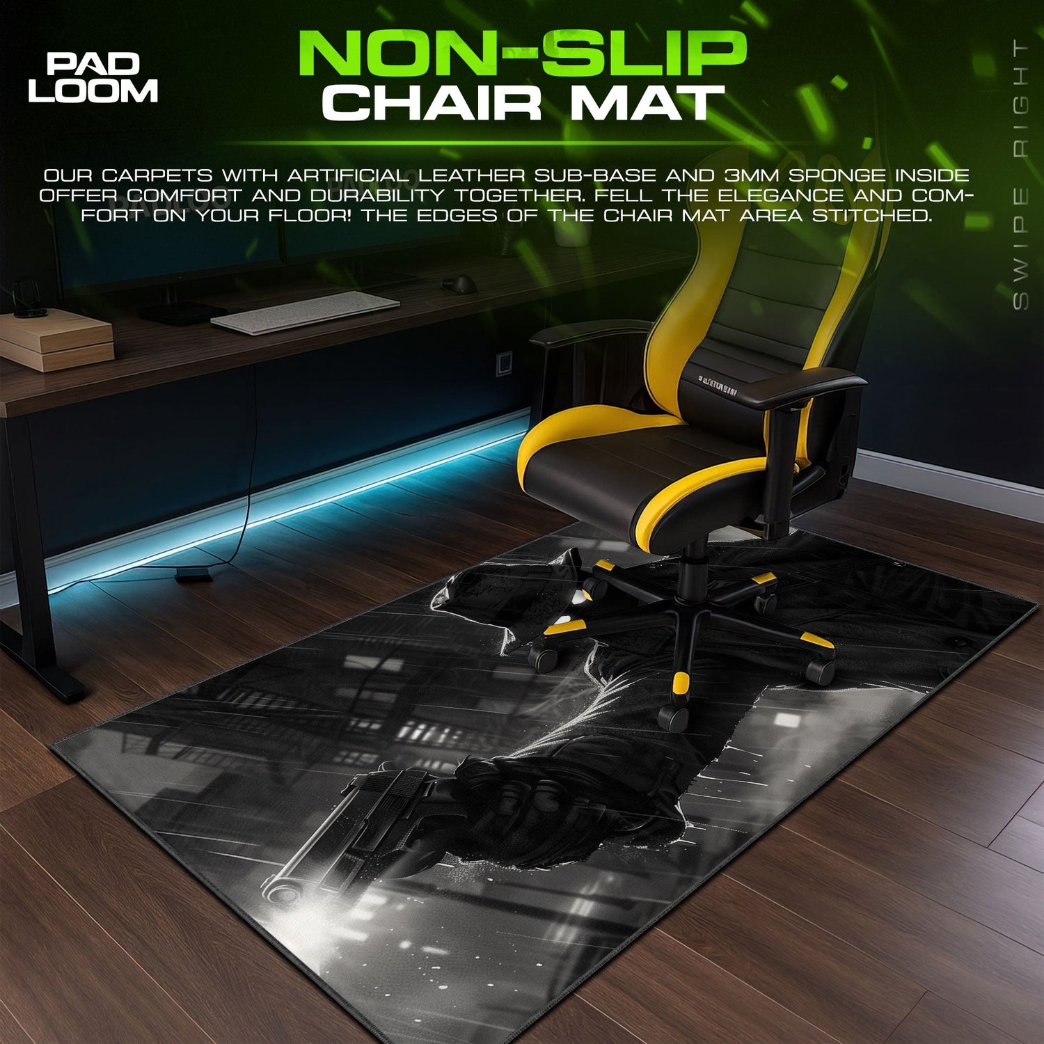 Noir Detective Shadow Mouse Pad, Gamer Desk Mat Padloom
