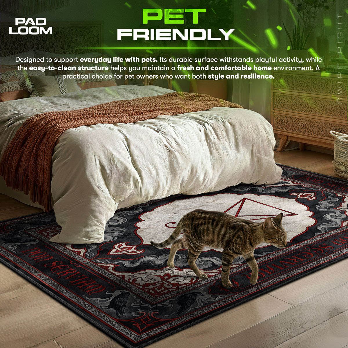 Non Serviam themed area rug for Gothic fans