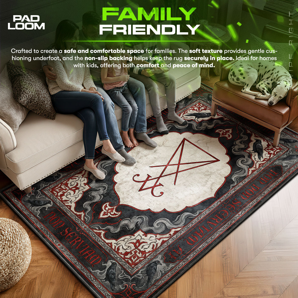 Area character design printed on rug
