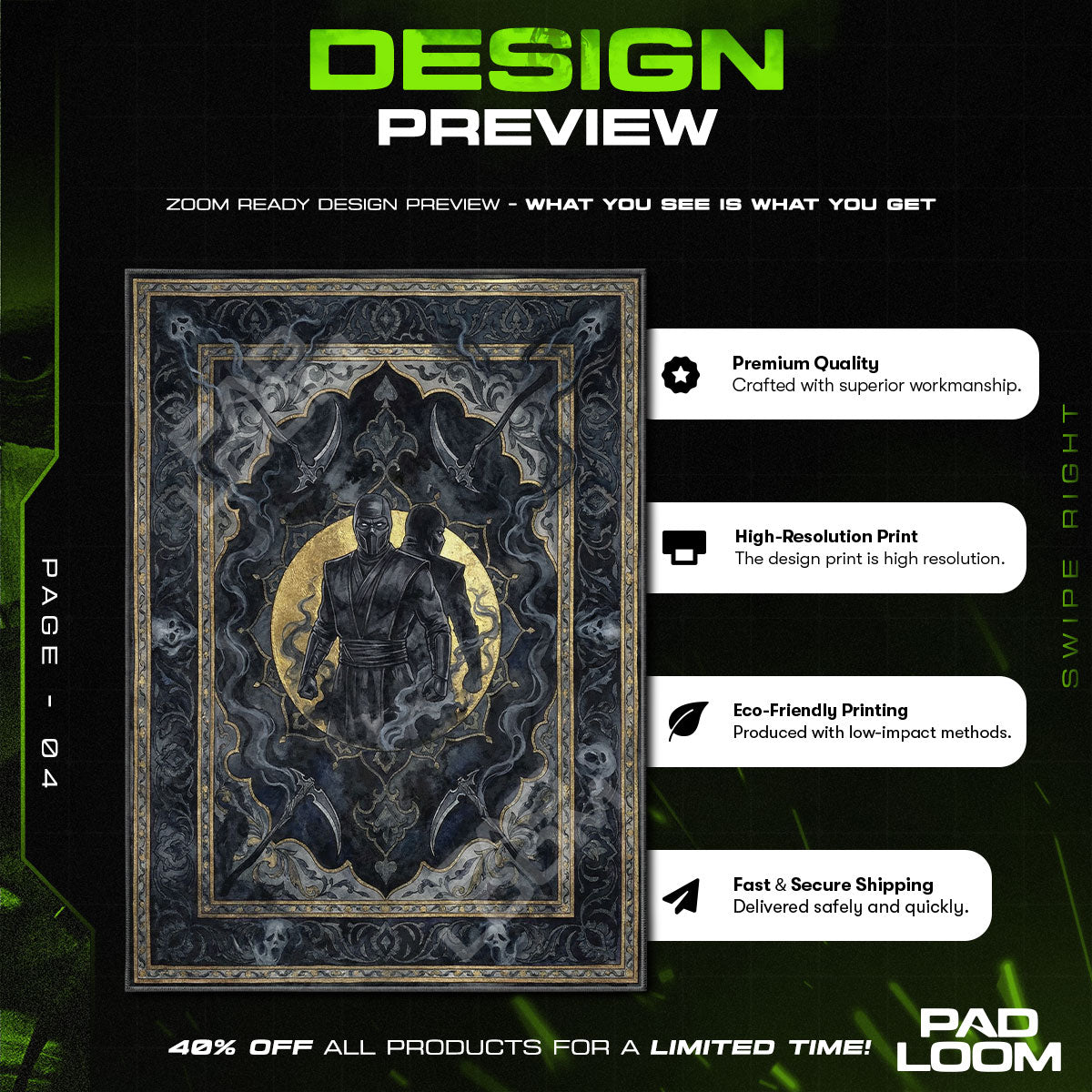 Noob Saibot Schattenbild Teppich - Mortal Kombat Stuhlunterlage