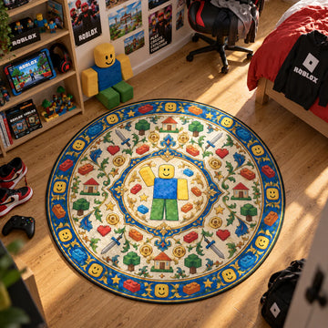 Noob Waving Round Rug - Roblox Chair Mat