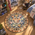 Nopon Satchel Xenoblade round rug in a styled room - Xenoblade chair mat