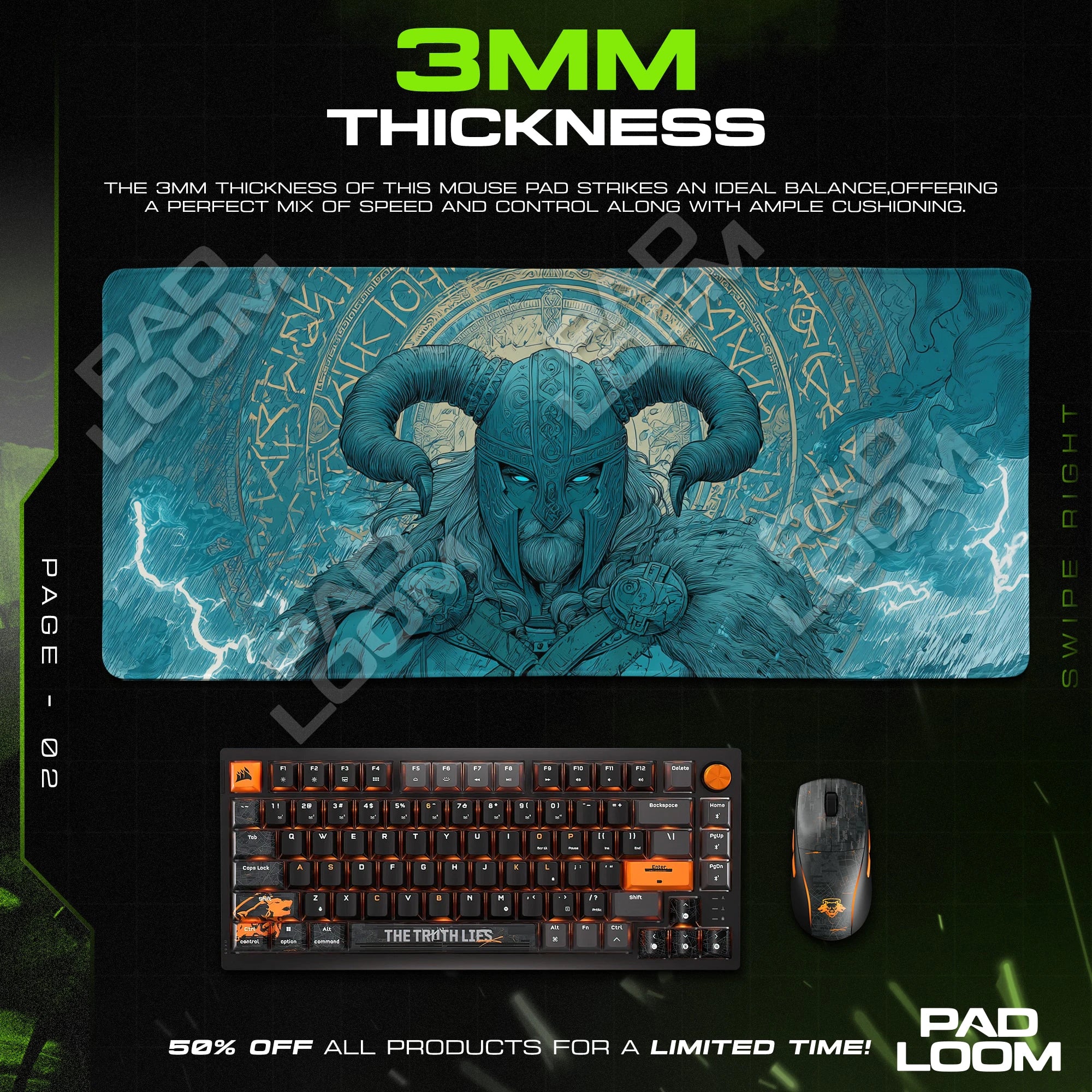 Norse Warrior Storm Mouse Pad - Fantasy Desk Mat