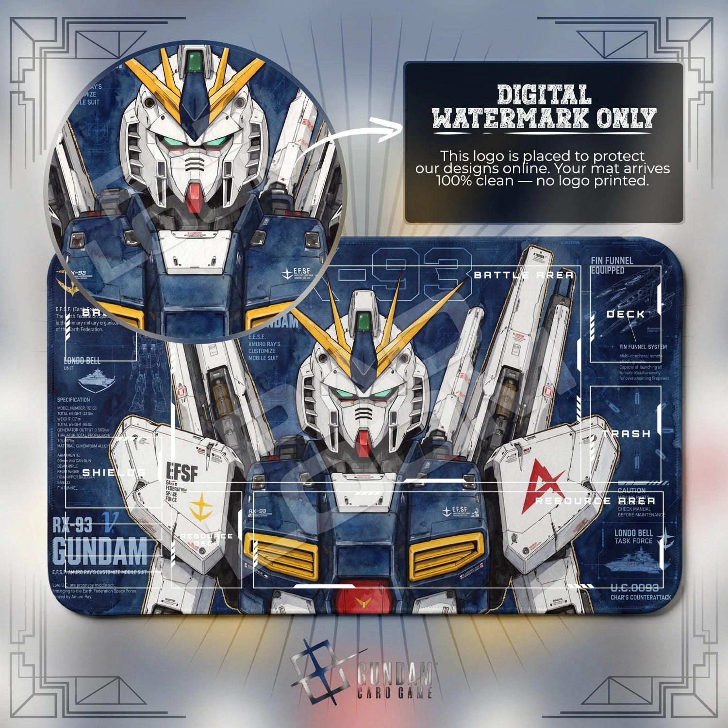 Nu Gundam RX-93 Playmat - TCG Card Game Mat