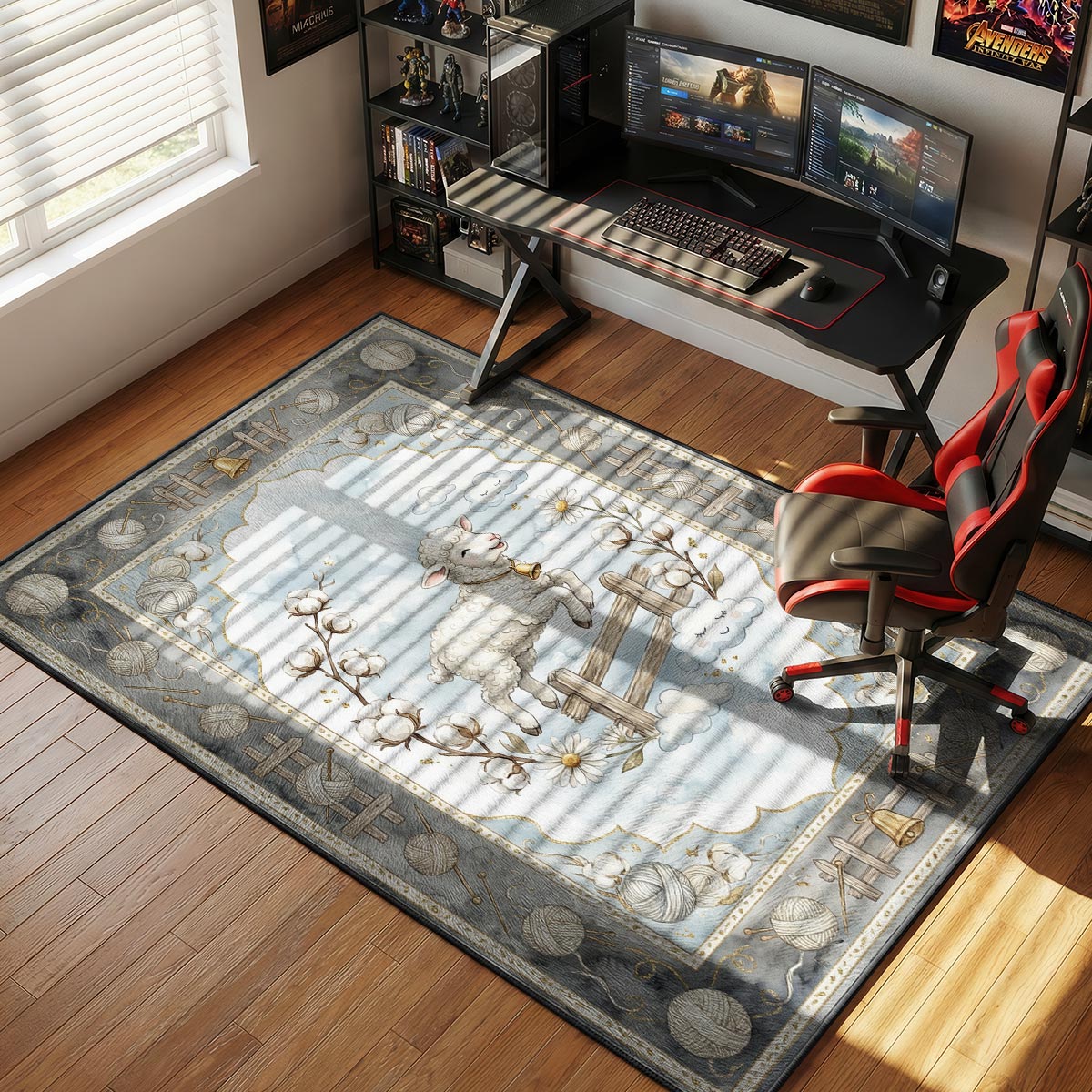 Nursery Lamb Farm Rug - Kids Room Floor Mat