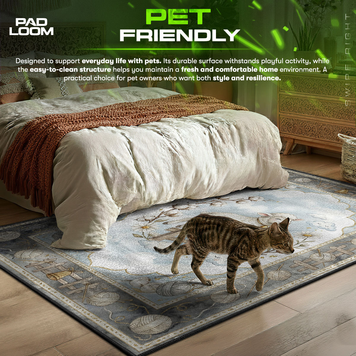 Nursery Lamb Farm Rug - Kids Room Floor Mat