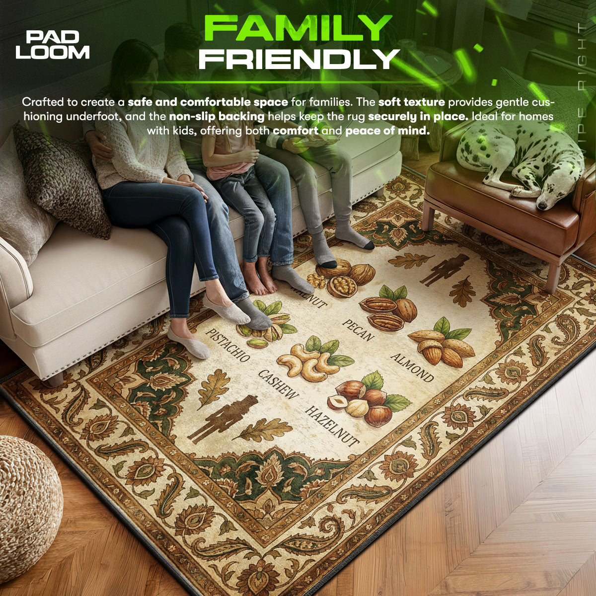 Floor character design printed on rug