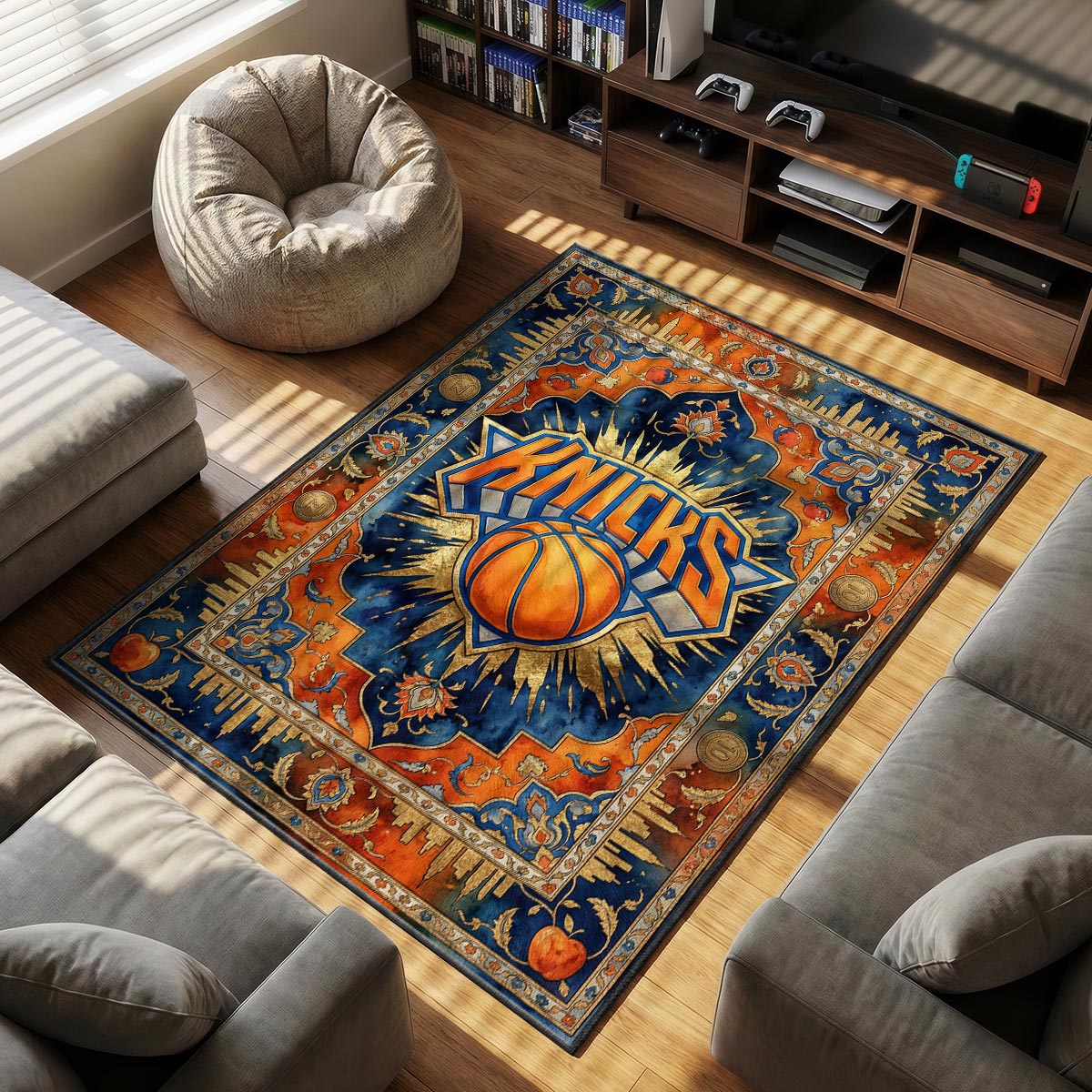 NY Knicks themed area rug for home decor fans