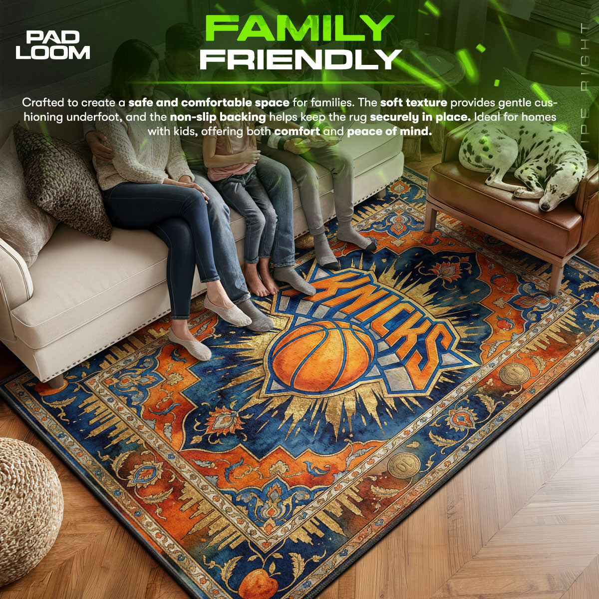 NY area rug showing full home decor artwork