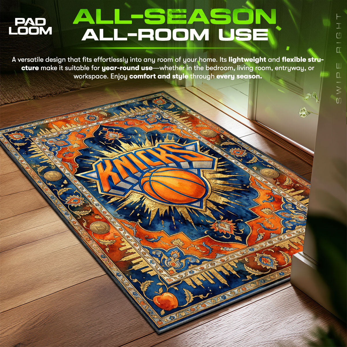 NY Knicks Skyline Streetwear Floor fan rug — premium quality print