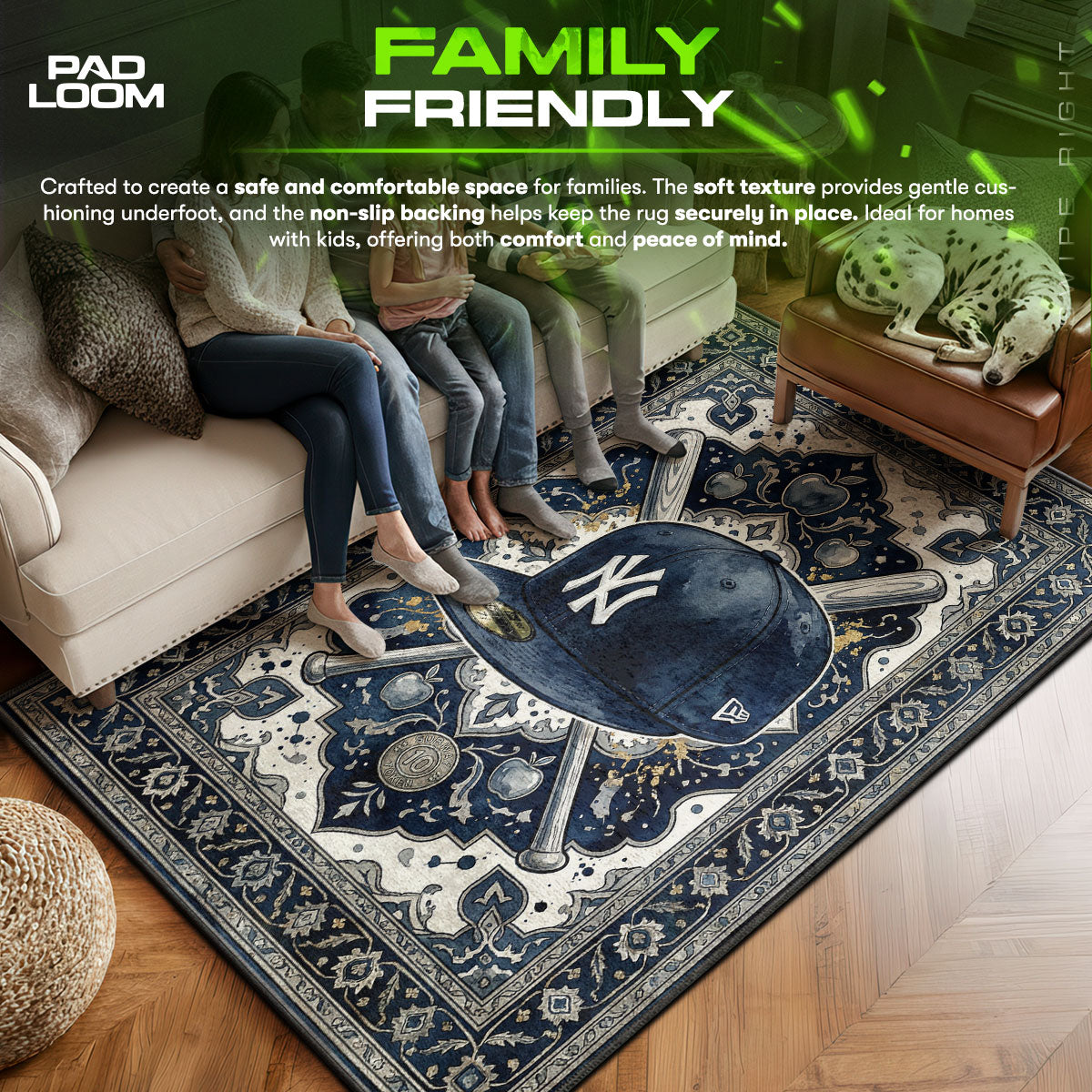 NY area rug showing full home decor artwork