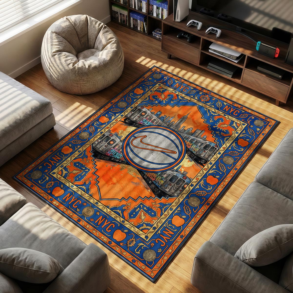 NYC Subway themed area rug for home decor fans