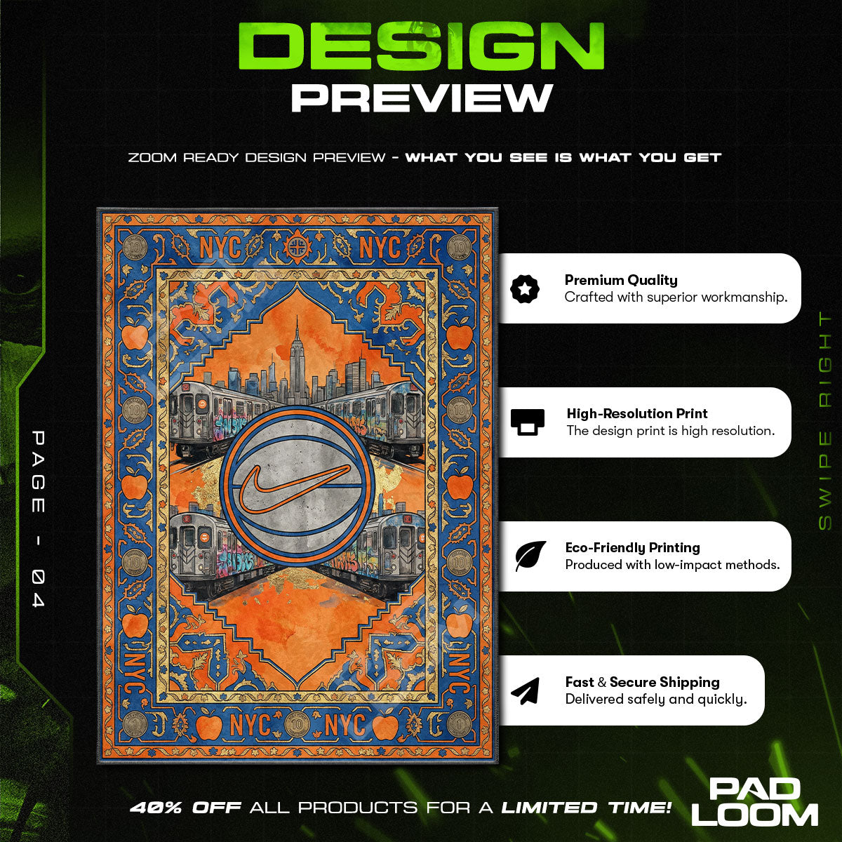 Floor character design printed on rug