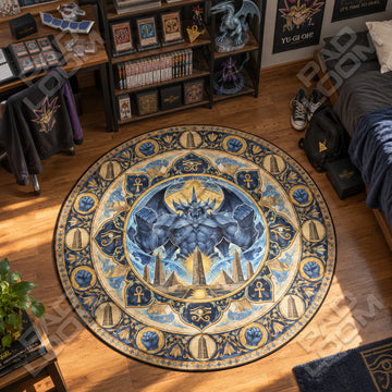 Obelisk Towering Yu-Gi-Oh round rug on a bedroom floor - Yu-Gi-Oh chair mat