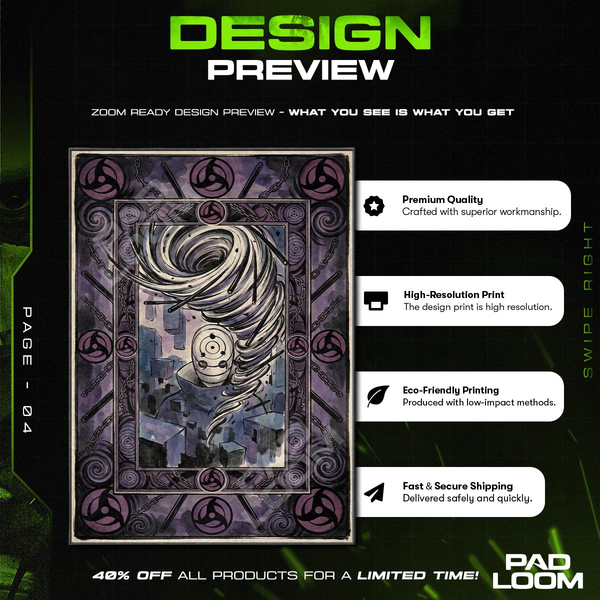 Obito Kamui Vortex Rug - Naruto Shippuden Chair Mat