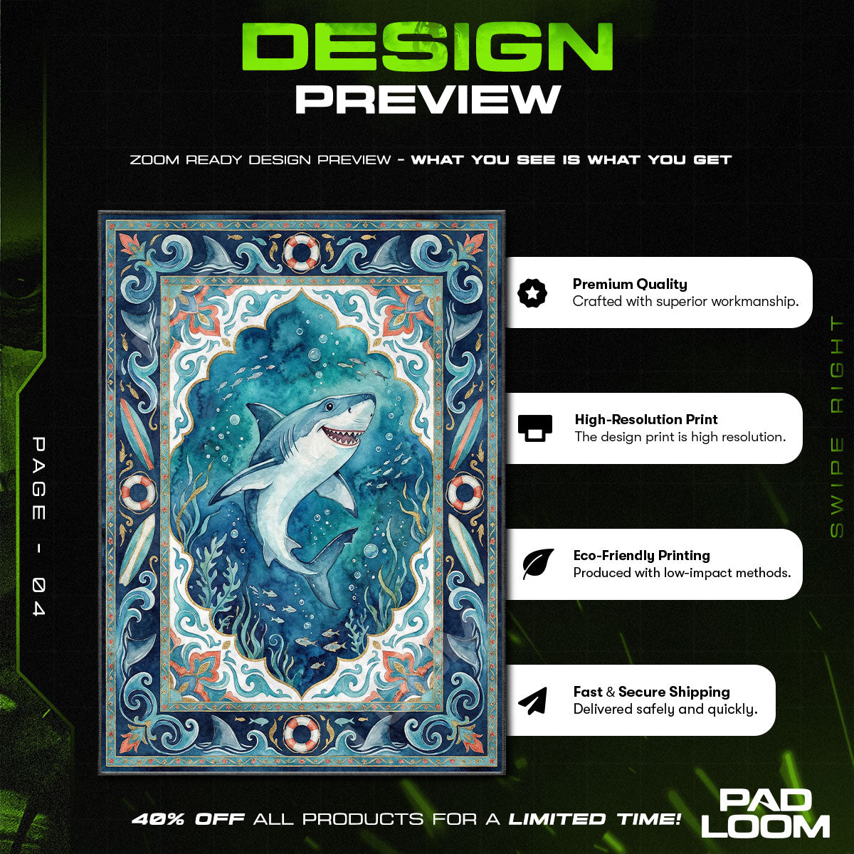 Ocean Shark Adventure Rug – Kids Underwater Theme Decor