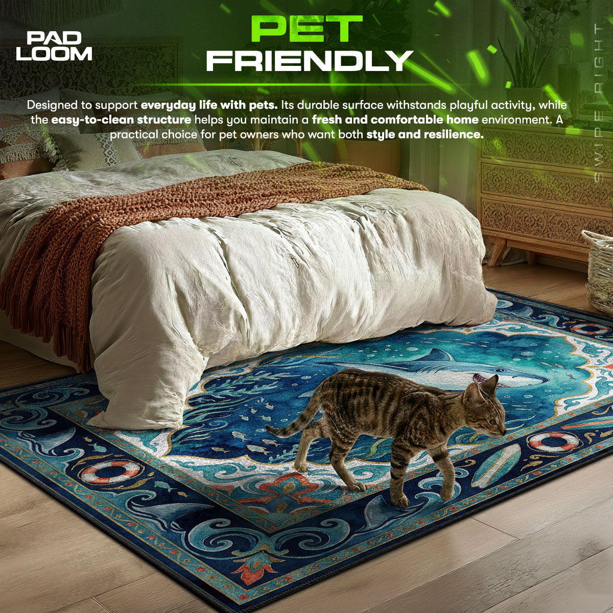 Ocean Shark Adventure Rug – Kids Underwater Theme Decor