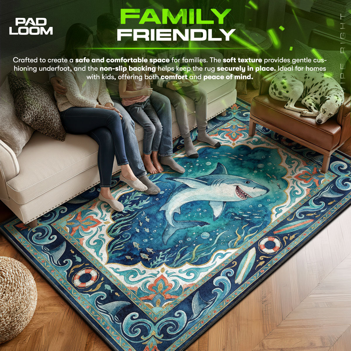 Ocean Shark Adventure Rug – Kids Underwater Theme Decor