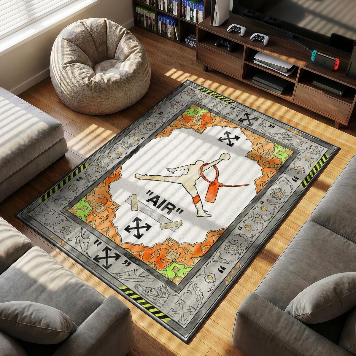 Off White themed area rug for home decor fans
