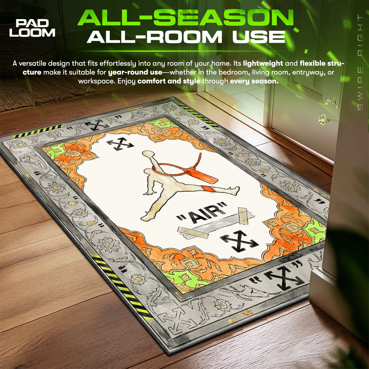 Off White Air Industrial Crest Hypebeast Floor fan rug — premium quality print