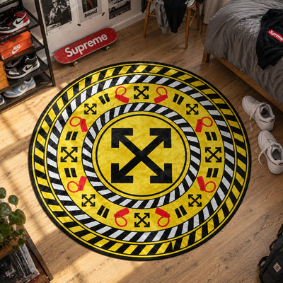 Off White Caution Round Rug - Hypebeast Chair Mat