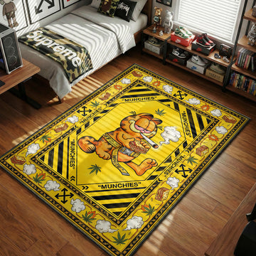 Off-White Garfield Munchies Yellow Black hypebeast area rug