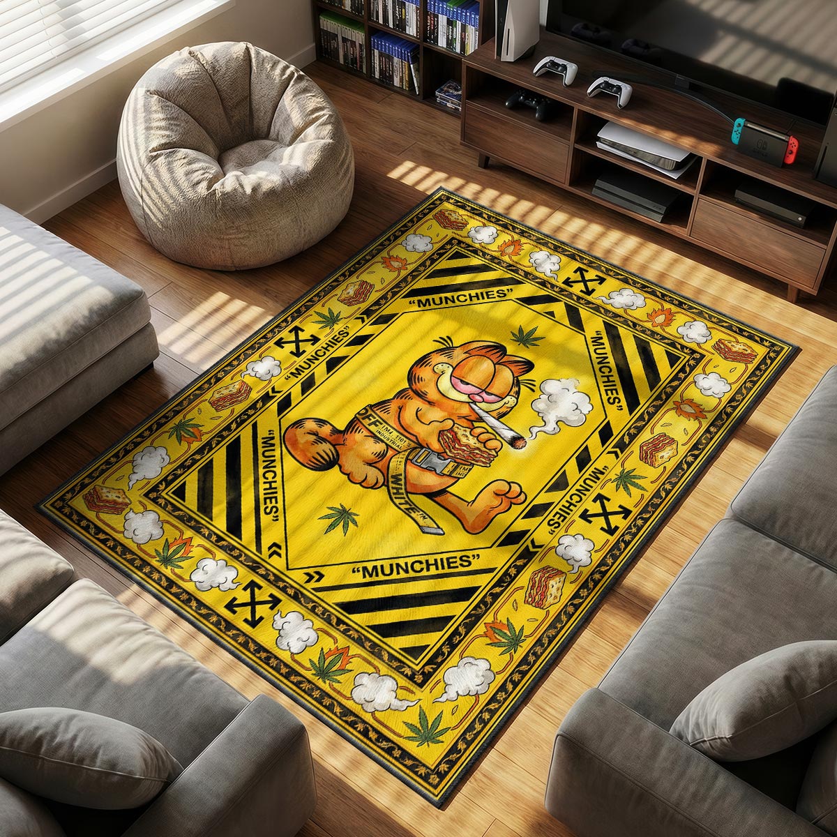 Off White themed area rug for home decor fans