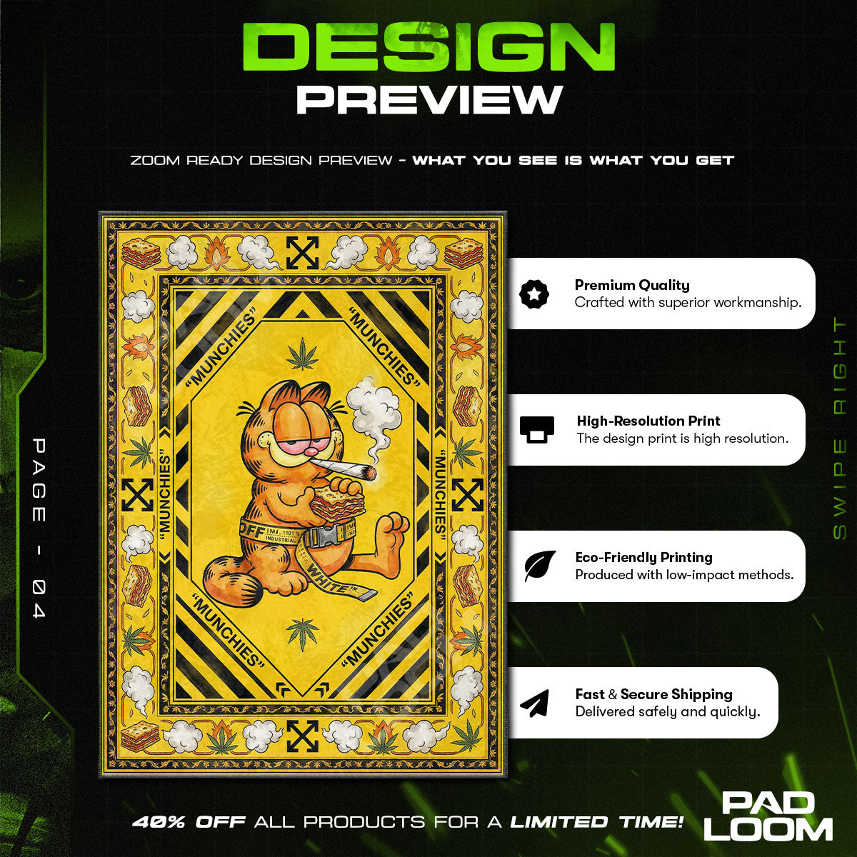 Floor character design printed on rug