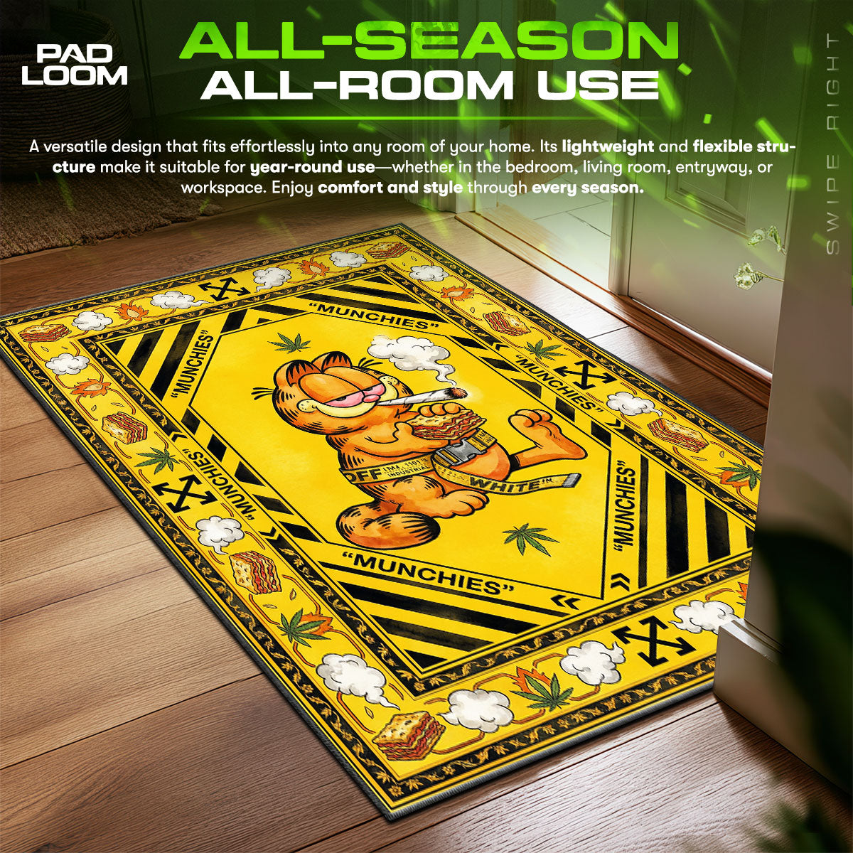 Off White Garfield Industrial Street Floor fan rug — premium quality print