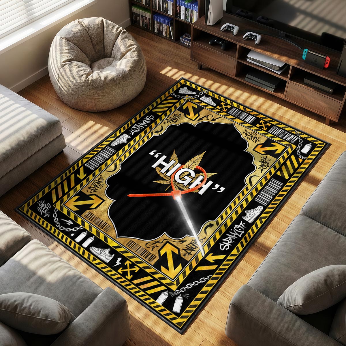 Off-White High Zip Tie Rug - Sneakerhead Floor Mat