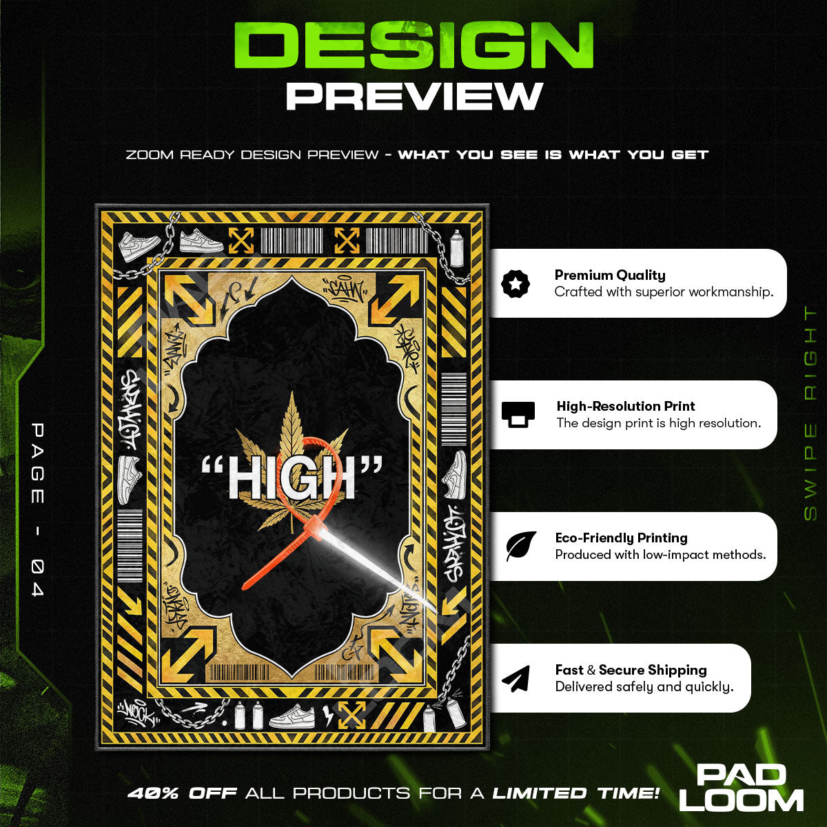 Off-White High Zip Tie Rug - Sneakerhead Floor Mat