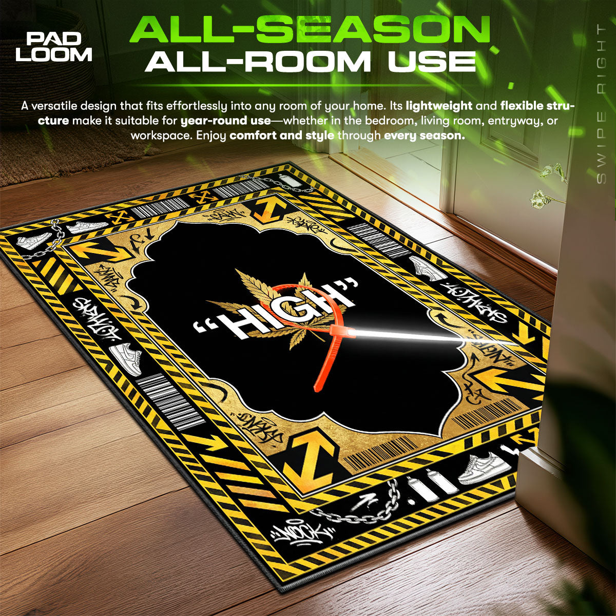 Off-White High Zip Tie Rug - Sneakerhead Floor Mat