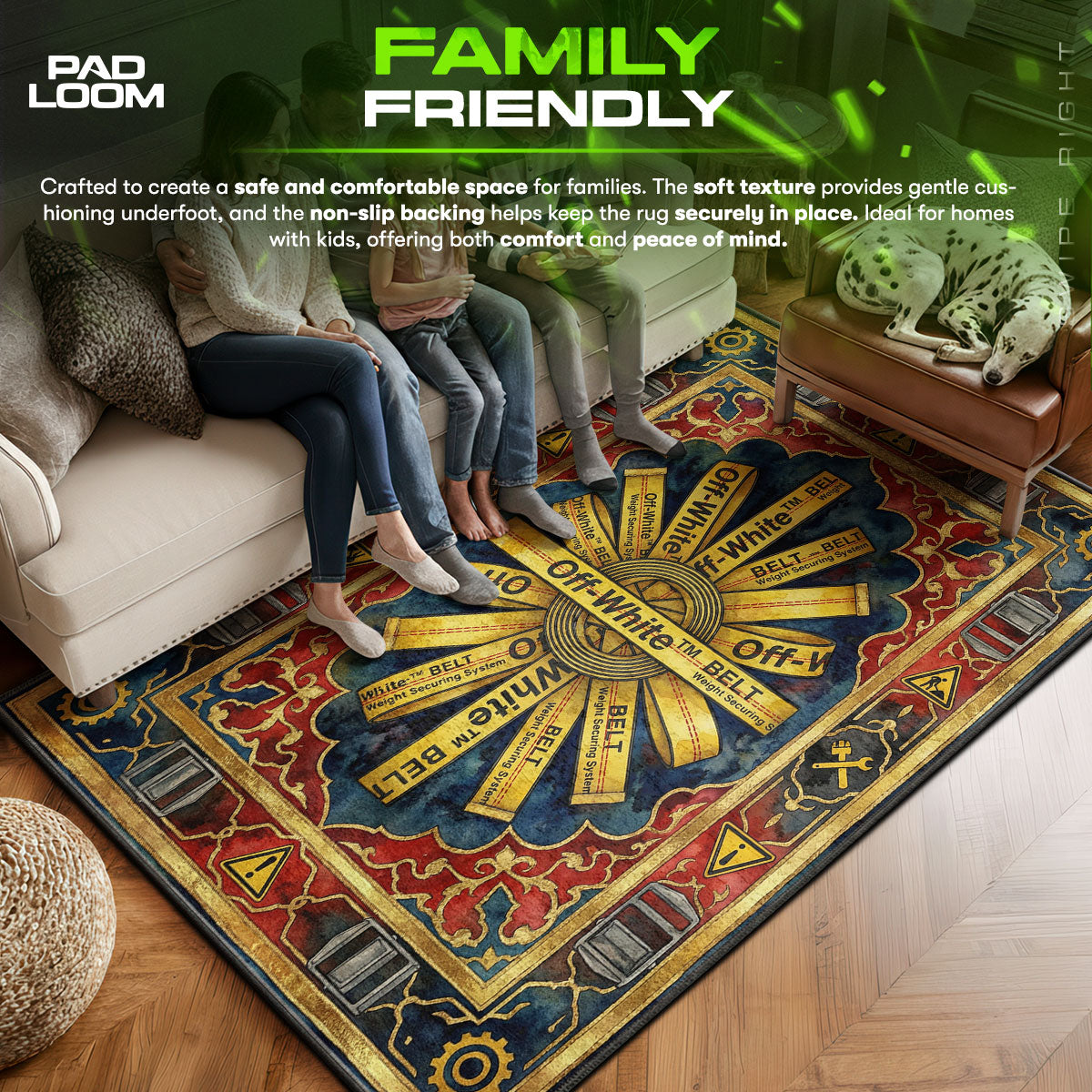 Off-White Industrial Belt Rug - Streetwear Floor Mat