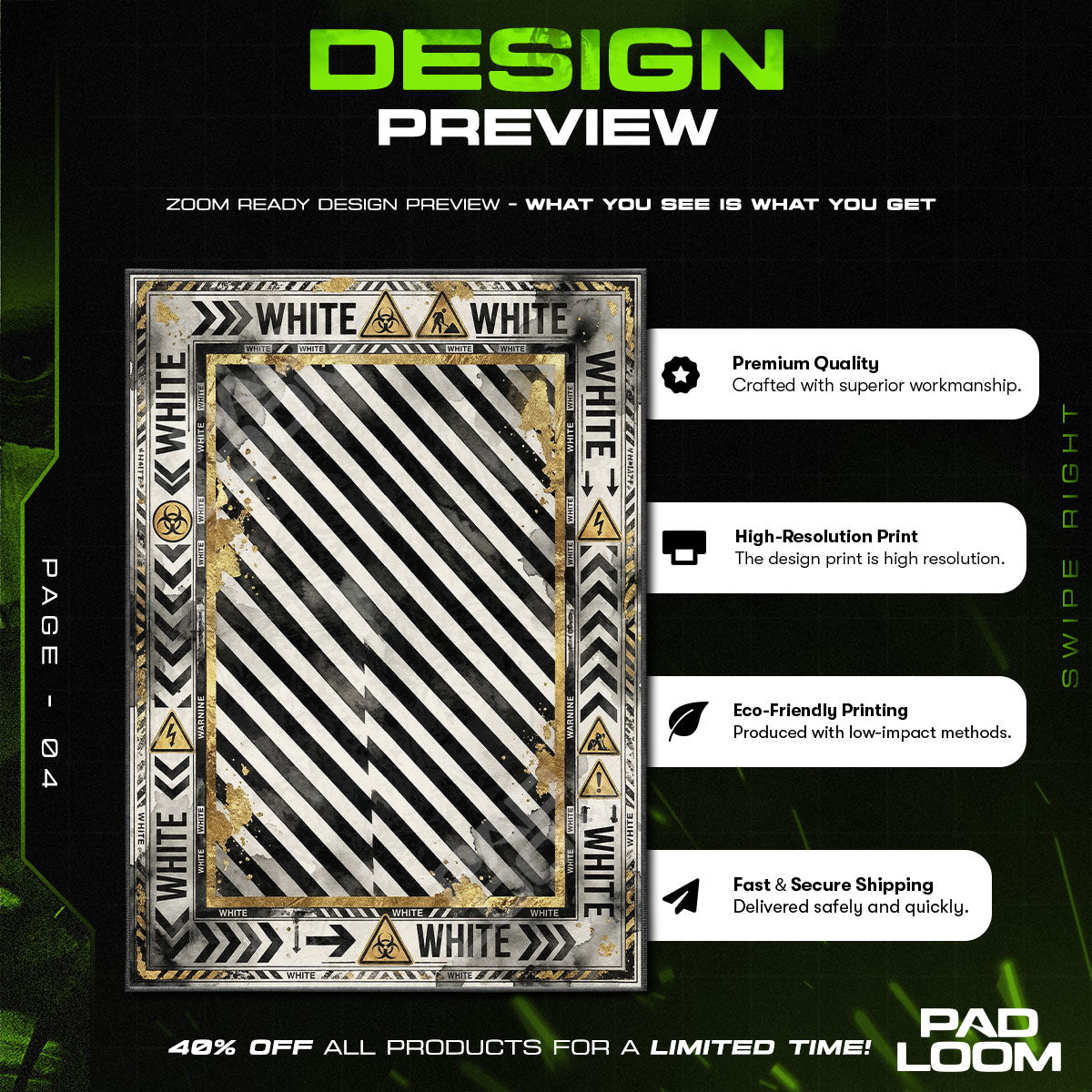 Off-White Industrial Rug - Hazard Stripe Floor Decor